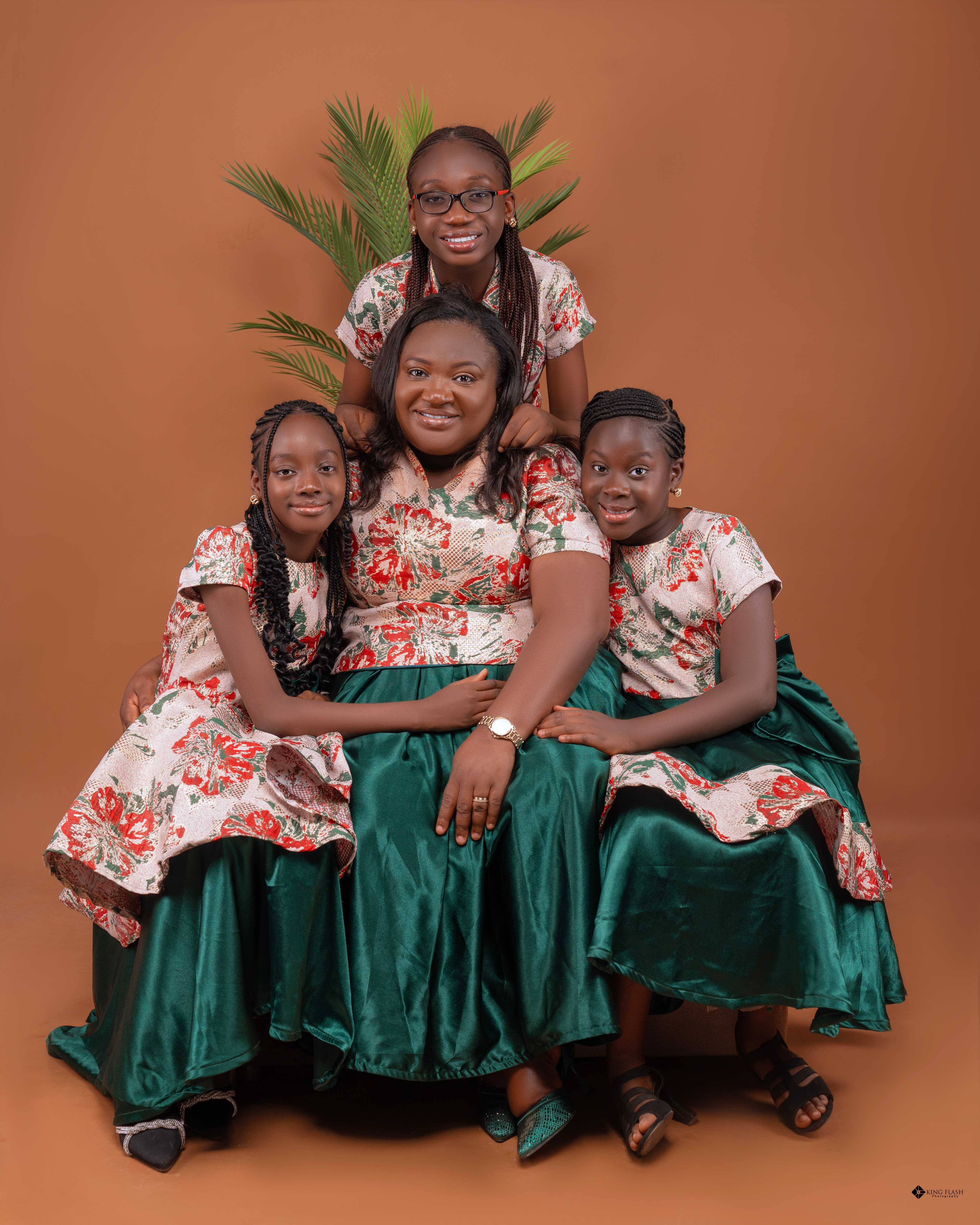 Margret Kayode with daughters Oreofe, Eniola, and Ayomi